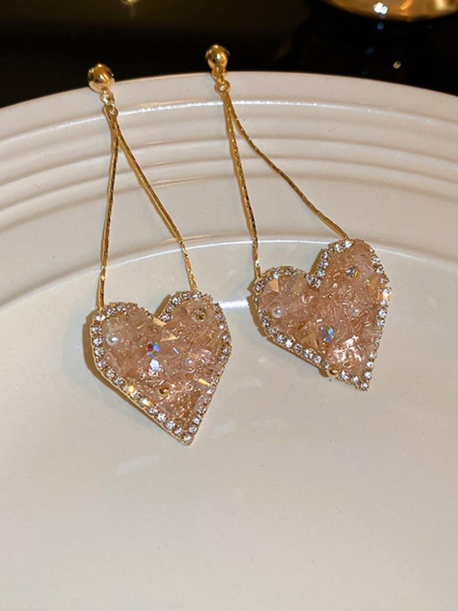 CRYSTAL HEART EARRINGS - Cecilia`s Dresses