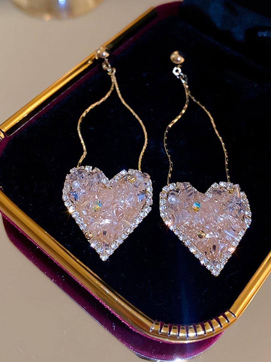CRYSTAL HEART EARRINGS - Cecilia`s Dresses