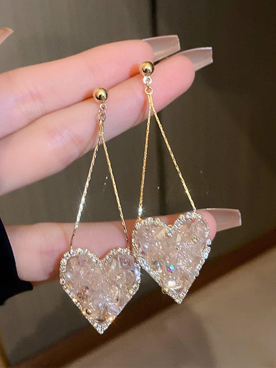CRYSTAL HEART EARRINGS - Cecilia`s Dresses