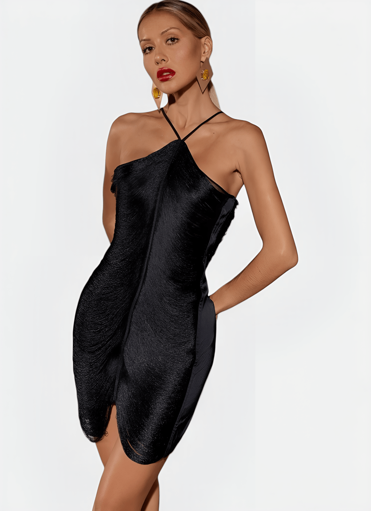 ELISE HALTER TASSEL MINI DRESS - Cecilia`s Dresses