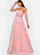 FLORAL APPLIQUED STRAPLESS A-LINE DRESS