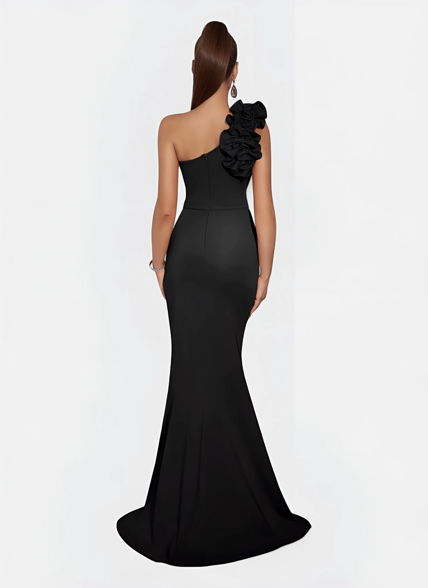 FLORAL ONE SHOULDER RUCHED SPLIT PROM DRESS - Cecilia`s Dresses