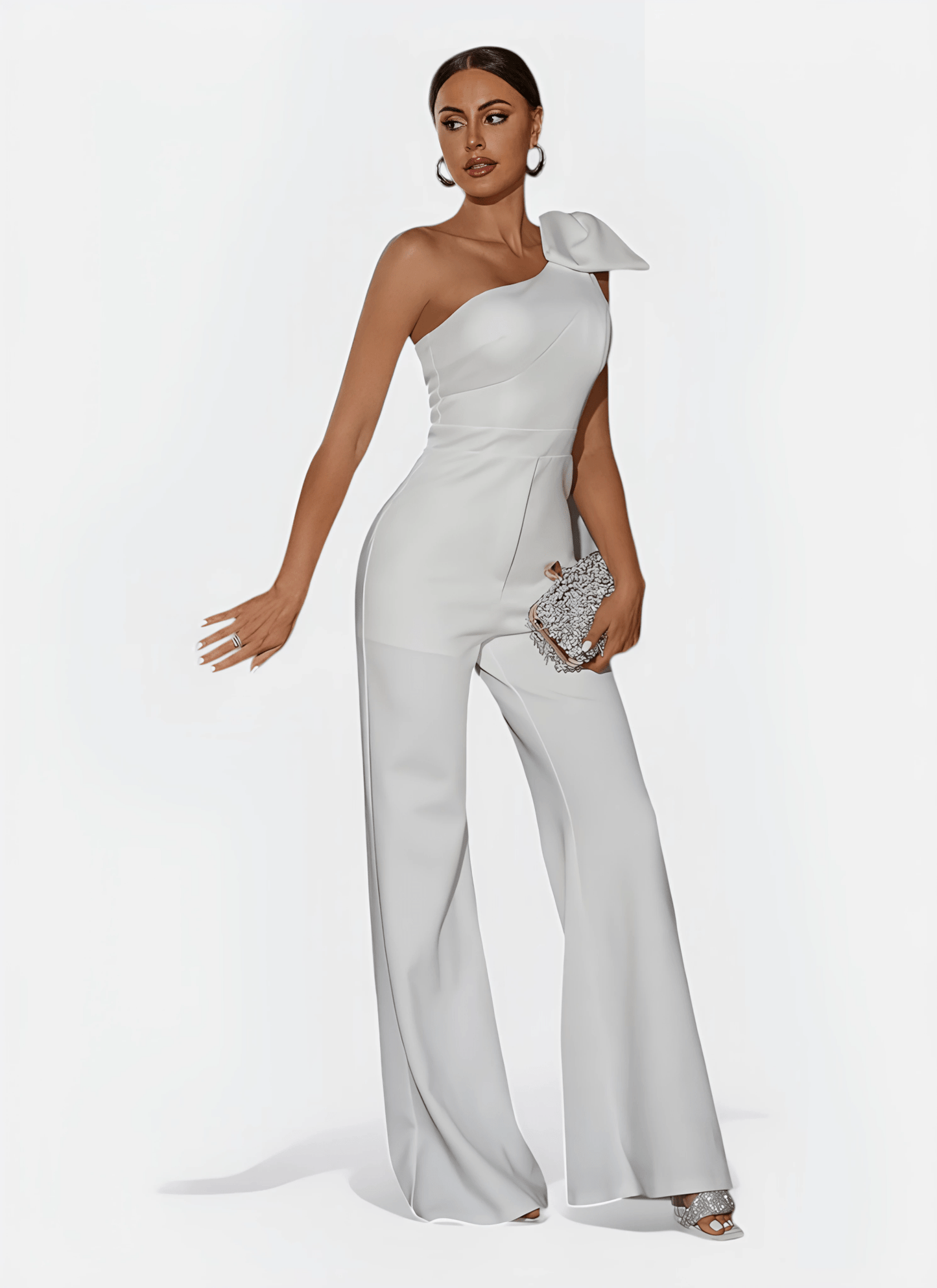 One Shoulder Knot Jumpsuit - Cecilia`s Dresses