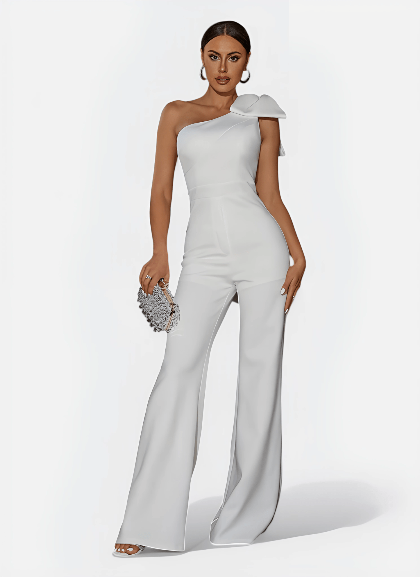One Shoulder Knot Jumpsuit - Cecilia`s Dresses