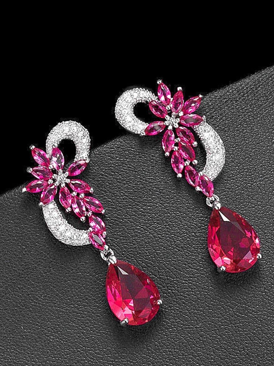 PEAR CUT CUBIC ZIRCONIA DROP EARRINGS - Cecilia`s Dresses
