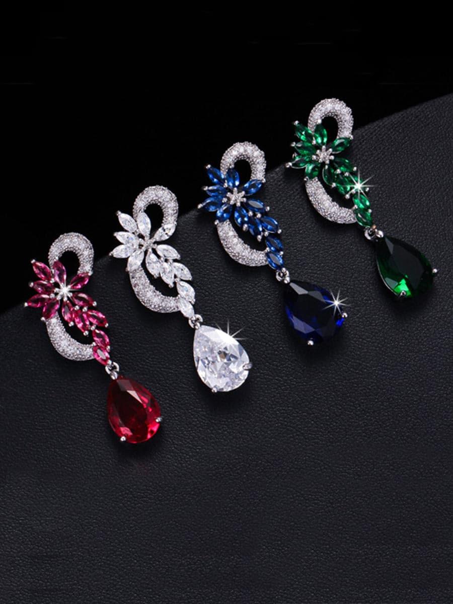 PEAR CUT CUBIC ZIRCONIA DROP EARRINGS - Cecilia`s Dresses