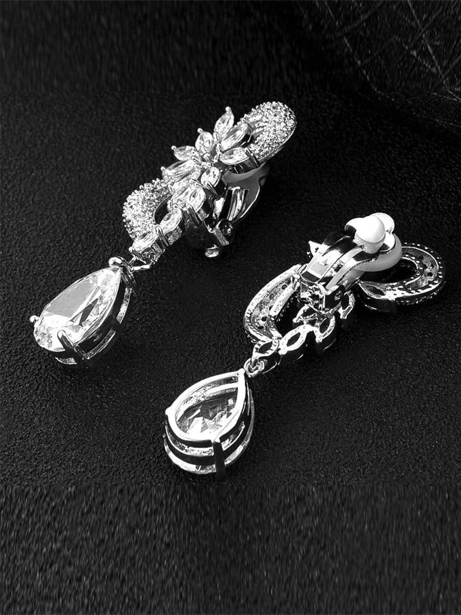 PEAR CUT CUBIC ZIRCONIA DROP EARRINGS - Cecilia`s Dresses