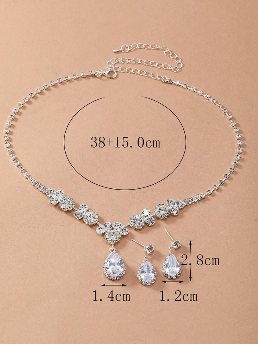 SHINY PEAR CUT STONE NECKLACE EARRING SET - Cecilia`s Dresses