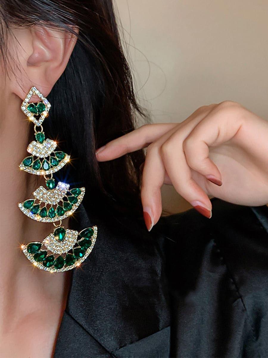 SILVER PIN STONE FAN EARRINGS - Cecilia`s Dresses