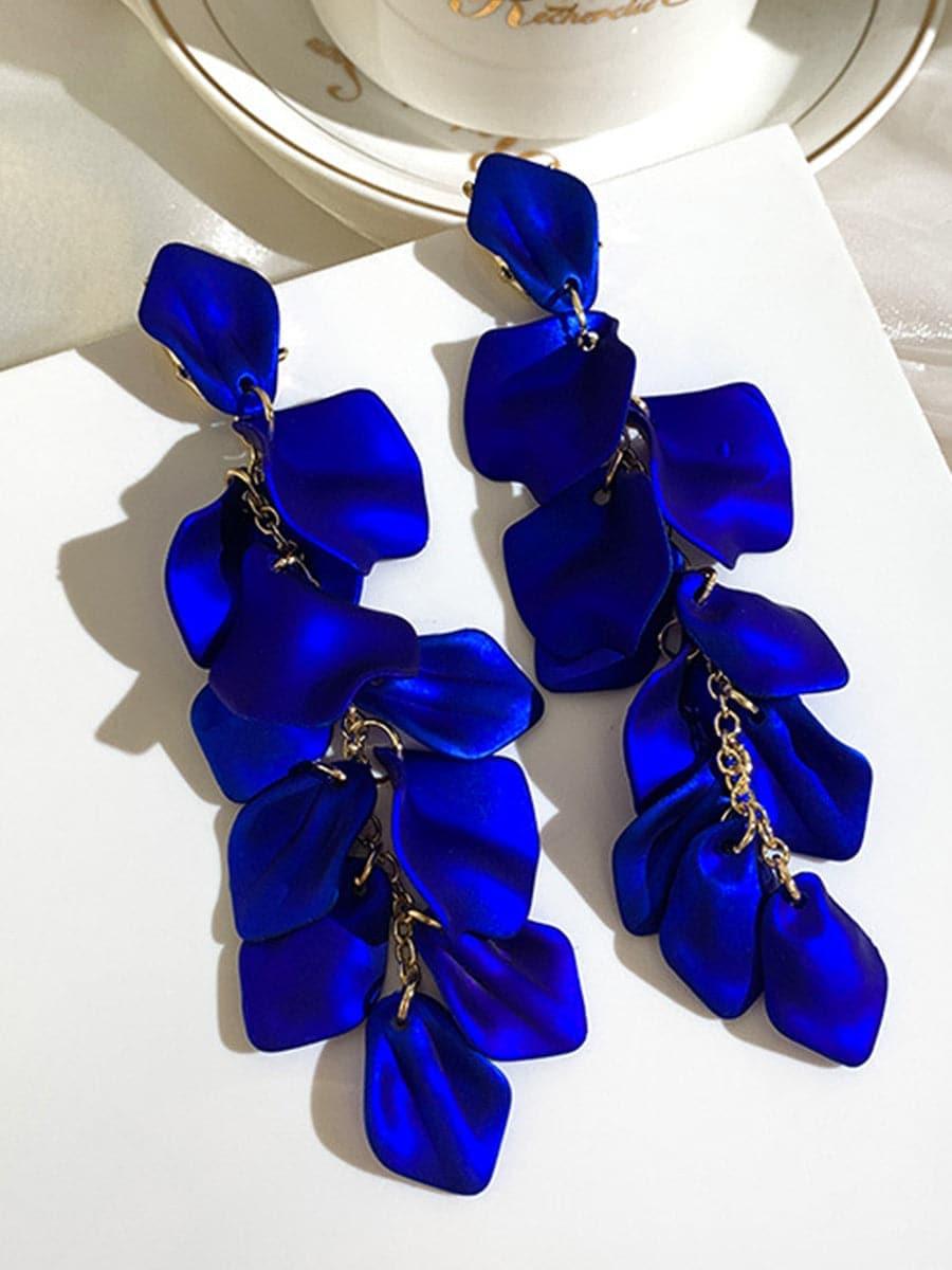 SILVER POST ROSE PETAL EARRINGS - Cecilia`s Dresses