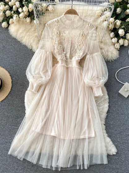 AMIRA PEARL - EMBELLISHED LACE MIDI DRESS - Cecilia`s Dresses