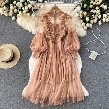 AMIRA PEARL - EMBELLISHED LACE MIDI DRESS - Cecilia`s Dresses