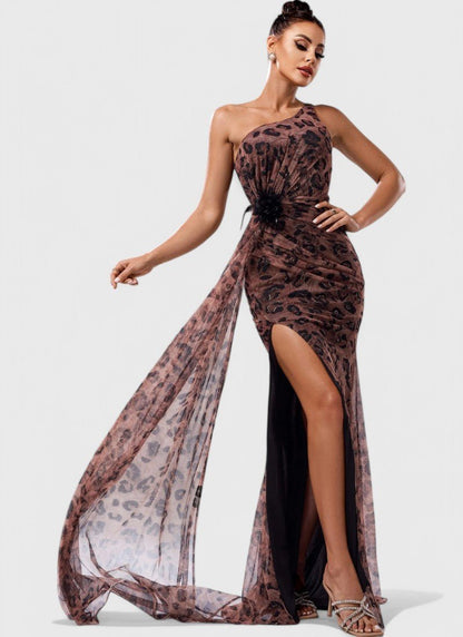 ASYMMETRICAL ONE - SHOULDER FLOOR - LENGTH DRESS - Cecilia`s Dresses