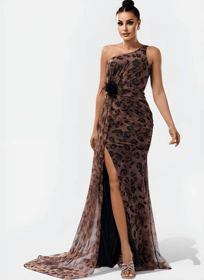 ASYMMETRICAL ONE - SHOULDER FLOOR - LENGTH DRESS - Cecilia`s Dresses