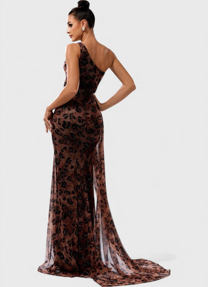 ASYMMETRICAL ONE - SHOULDER FLOOR - LENGTH DRESS - Cecilia`s Dresses