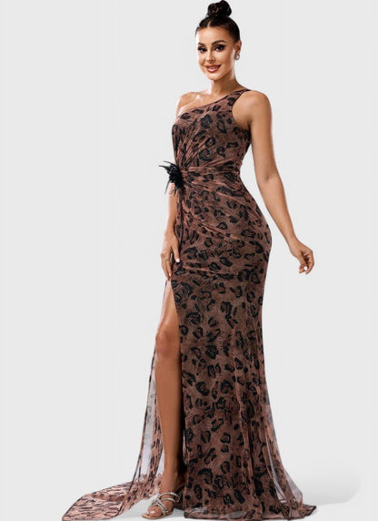 ASYMMETRICAL ONE - SHOULDER FLOOR - LENGTH DRESS - Cecilia`s Dresses