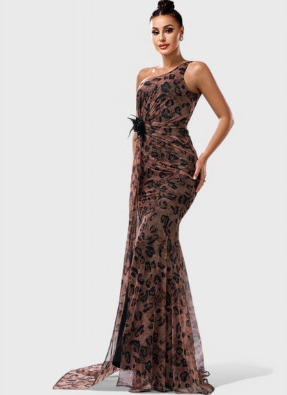 ASYMMETRICAL ONE - SHOULDER FLOOR - LENGTH DRESS - Cecilia`s Dresses