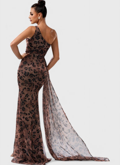ASYMMETRICAL ONE - SHOULDER FLOOR - LENGTH DRESS - Cecilia`s Dresses