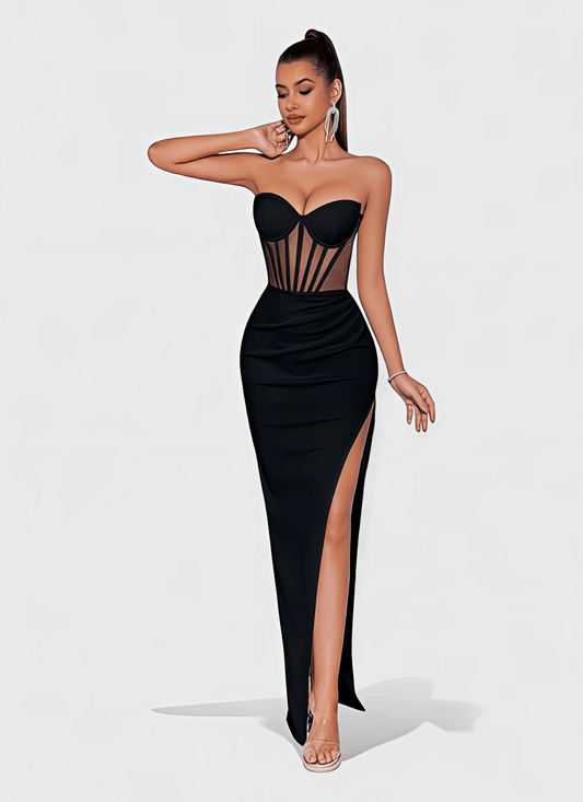 BLACK SEXY CORSET STRAPLESS BACKLESS PROM DRESS - Cecilia`s Dresses