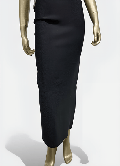 BLACK STRAPLESS BANDAGE DRESS WITH APPLIQUÉS - Cecilia`s Dresses