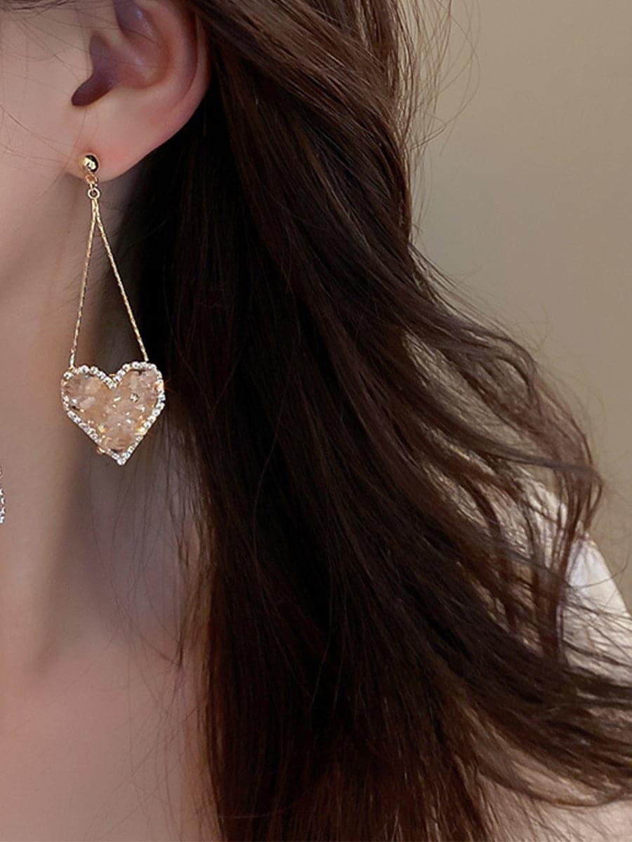 CRYSTAL HEART EARRINGS - Cecilia`s Dresses