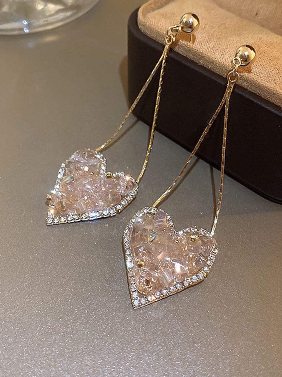 CRYSTAL HEART EARRINGS - Cecilia`s Dresses