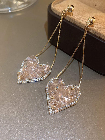 CRYSTAL HEART EARRINGS - Cecilia`s Dresses