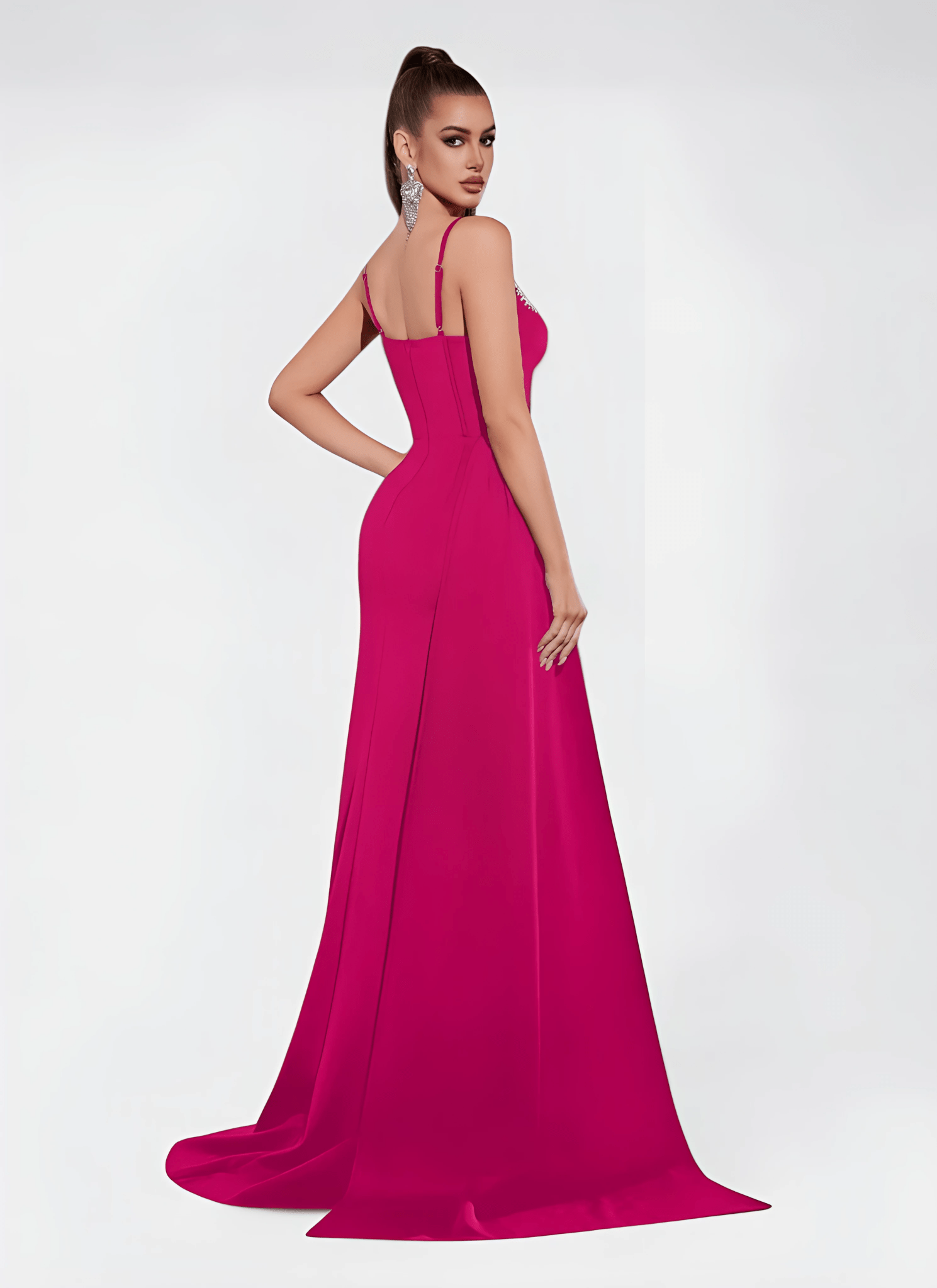 NAVY SWEETHEART NECK CORSET SPLIT EVENING DRESS - Cecilia`s Dresses
