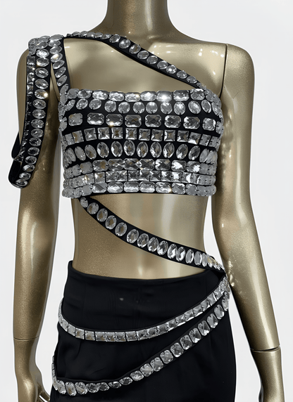 NYLON SPANDEX DIAMOND SHEATH MAXI DRESS - Cecilia`s Dresses