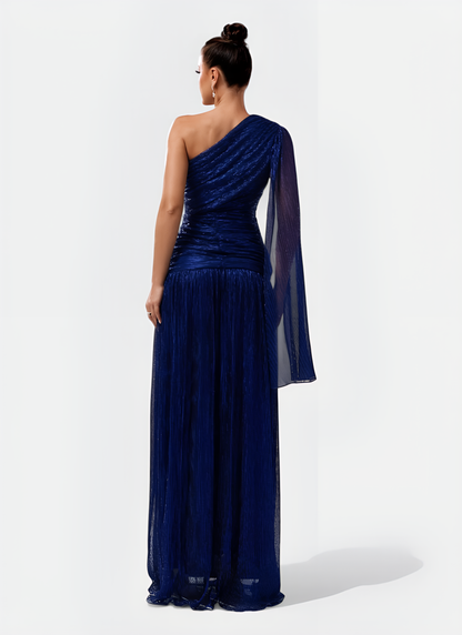 One Shoulder Cloak Prom Dress - Cecilia`s Dresses