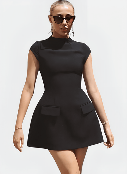 PAULA POCKETED A - LINE MINI DRESS - Cecilia`s Dresses