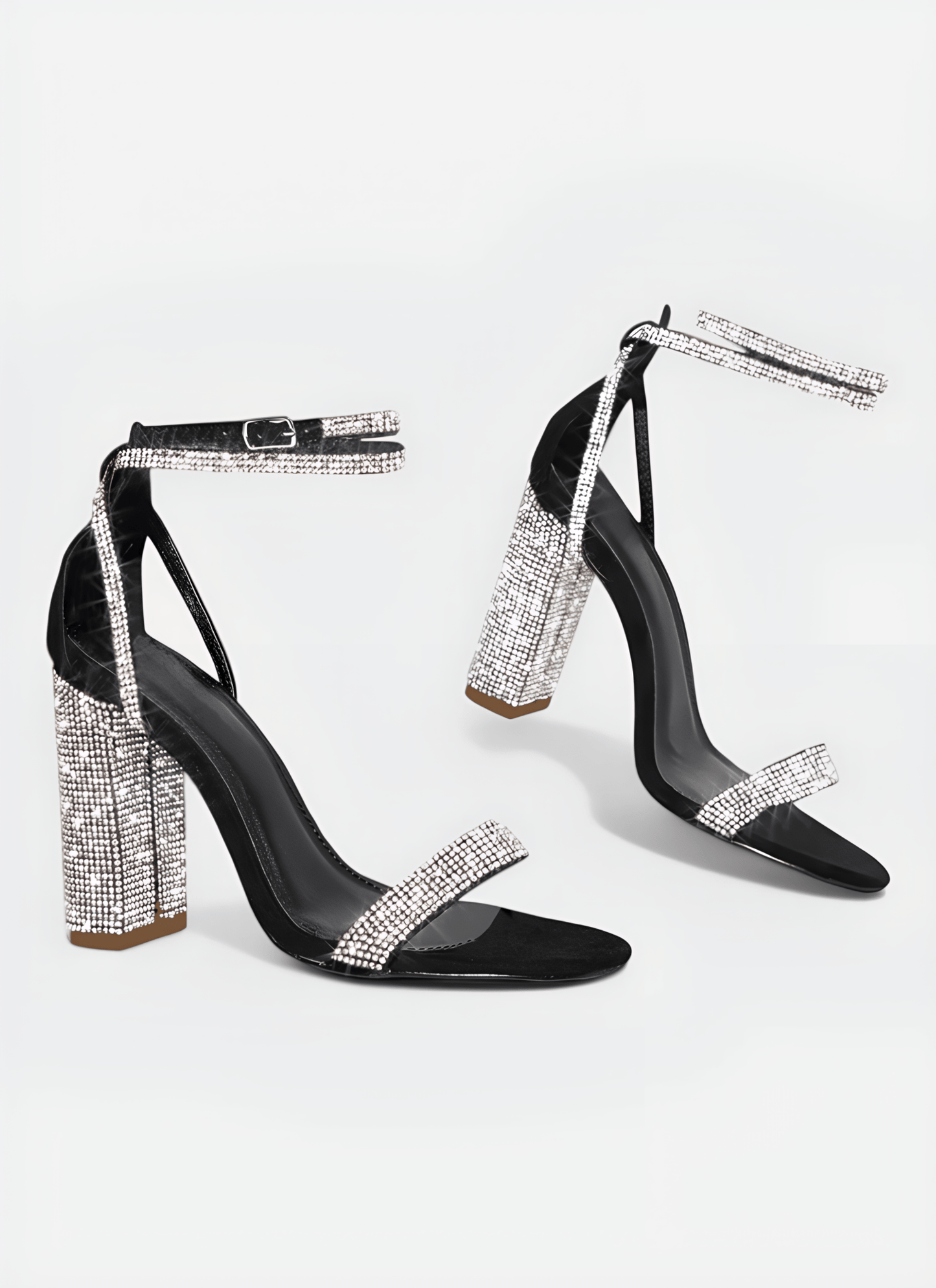 RHINESTONE CHUNKY HIGH HEELS - Cecilia`s Dresses