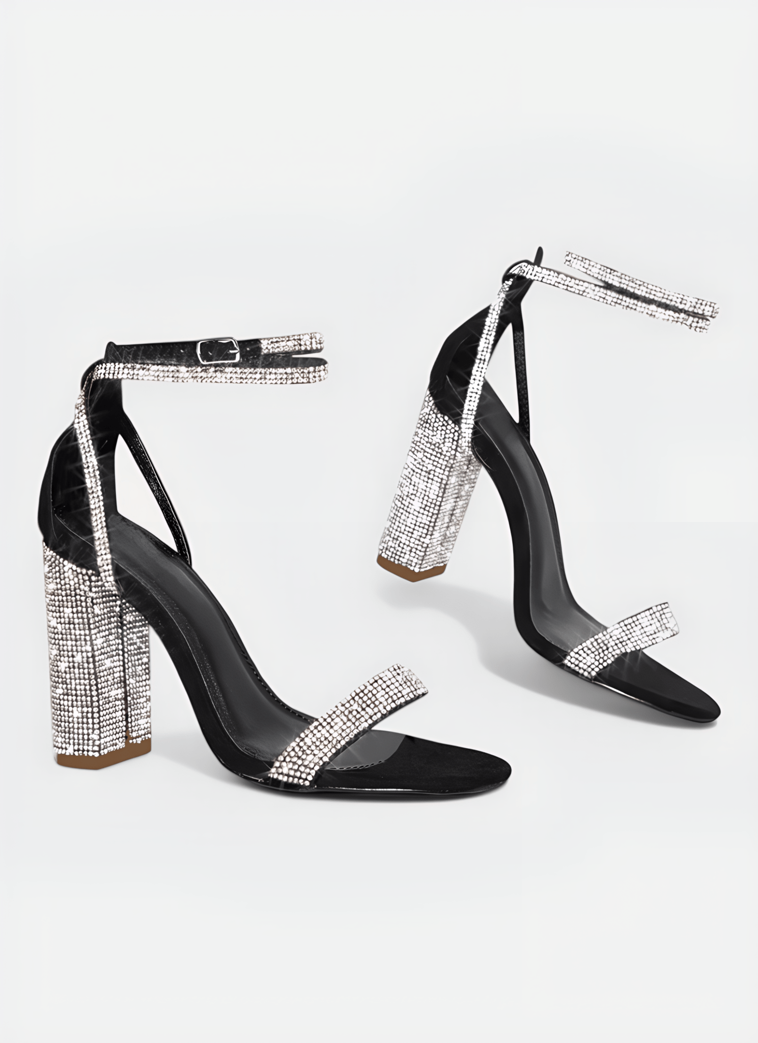 RHINESTONE CHUNKY HIGH HEELS - Cecilia`s Dresses