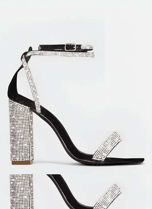 RHINESTONE CHUNKY HIGH HEELS - Cecilia`s Dresses