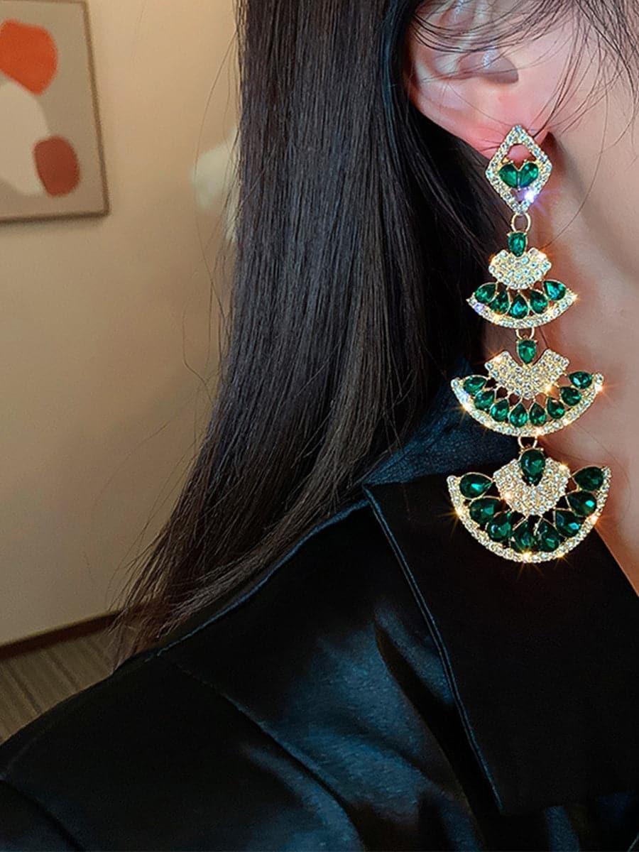 SILVER PIN STONE FAN EARRINGS - Cecilia`s Dresses