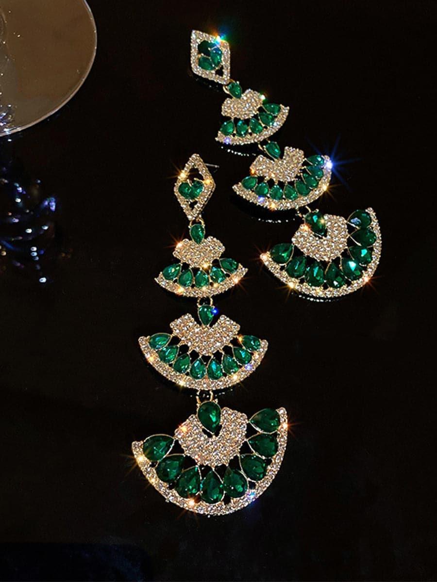 SILVER PIN STONE FAN EARRINGS - Cecilia`s Dresses