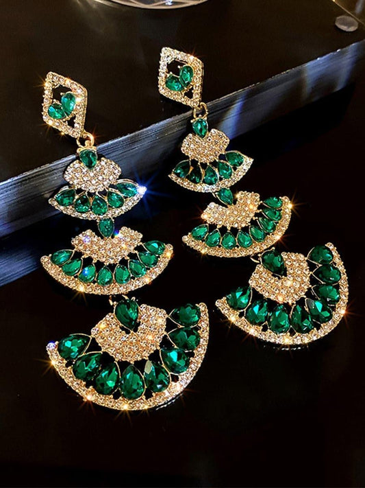 SILVER PIN STONE FAN EARRINGS - Cecilia`s Dresses