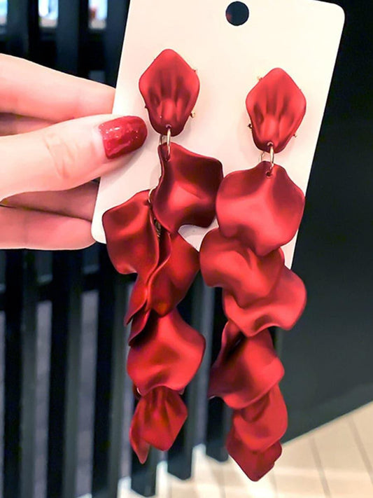 SILVER POST ROSE PETAL EARRINGS - Cecilia`s Dresses