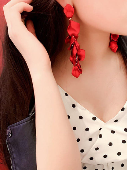 SILVER POST ROSE PETAL EARRINGS - Cecilia`s Dresses