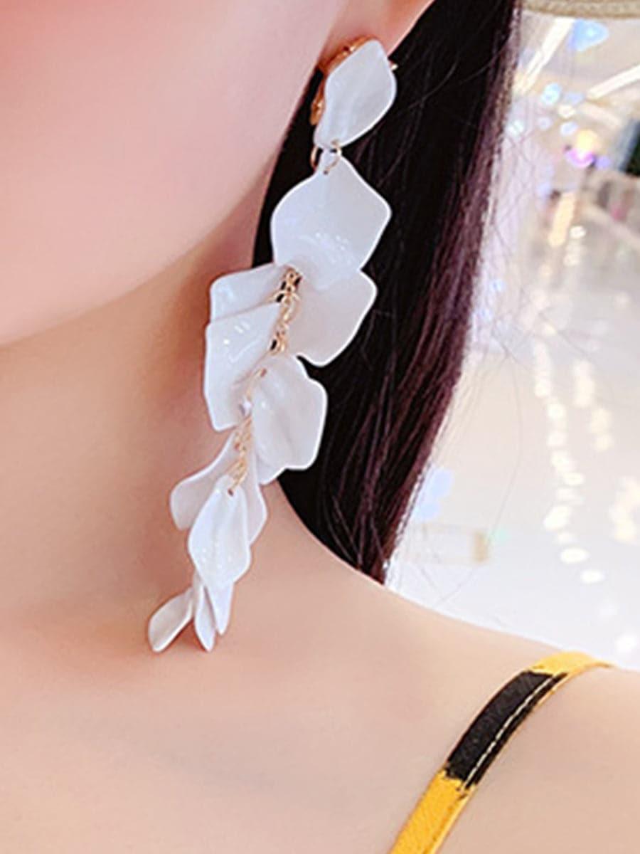 SILVER POST ROSE PETAL EARRINGS - Cecilia`s Dresses