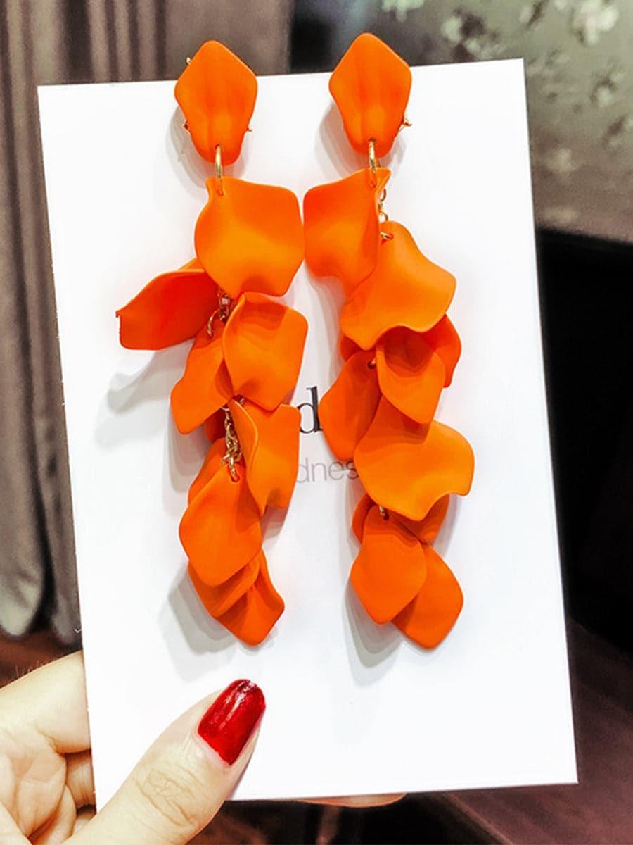SILVER POST ROSE PETAL EARRINGS - Cecilia`s Dresses