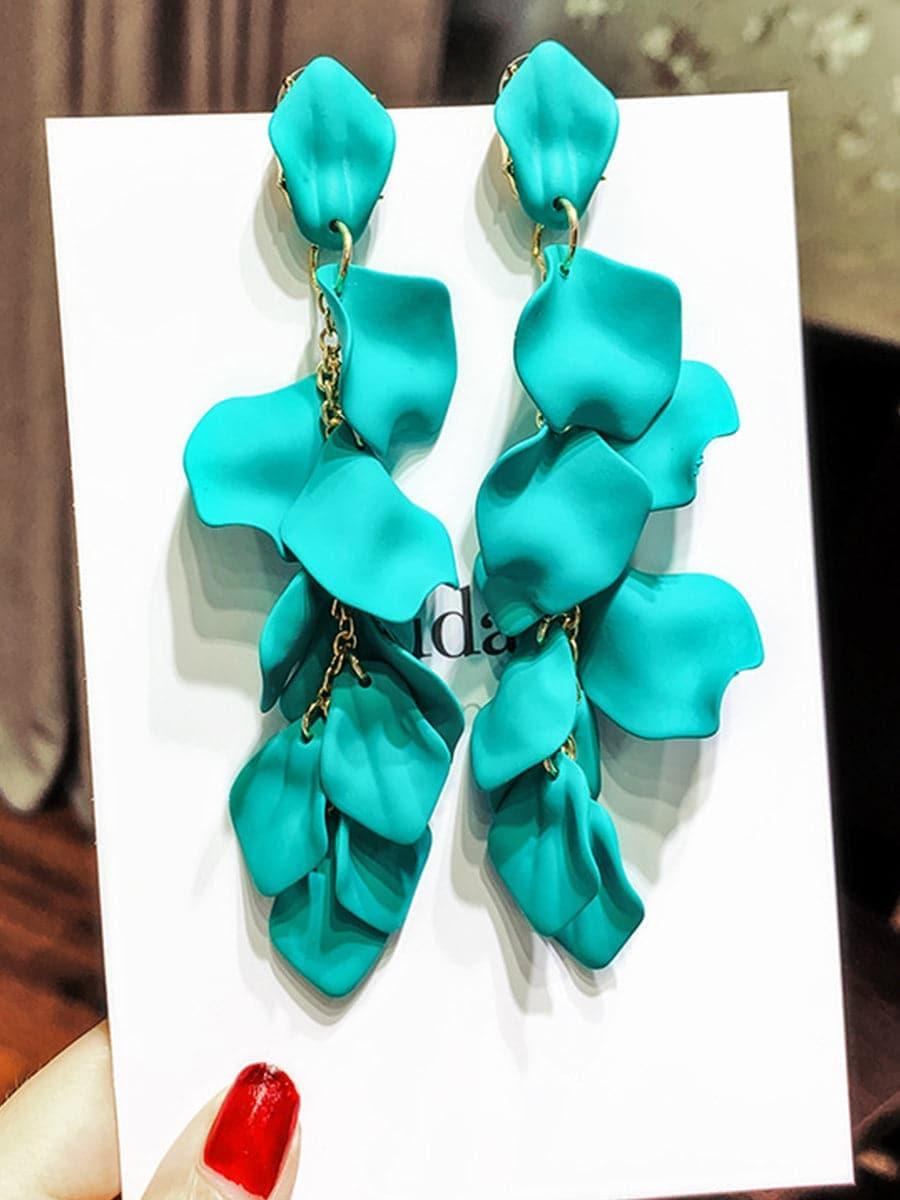 SILVER POST ROSE PETAL EARRINGS - Cecilia`s Dresses