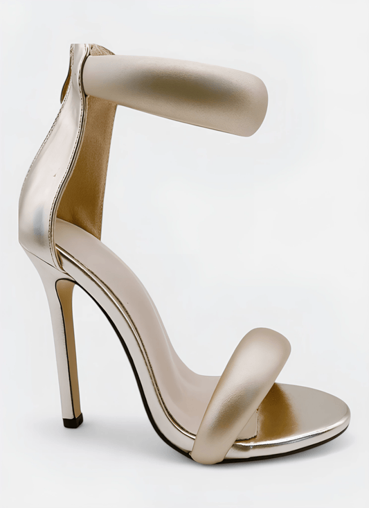 SIMPLE ONE - STRAP GOLD STILETTO HIGH HEELS - Cecilia`s Dresses