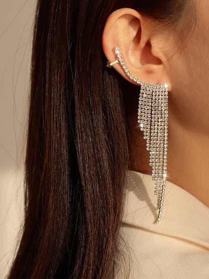 ZINC ALLOY RHINESTONES TASSEL EARRINGS - Cecilia`s Dresses