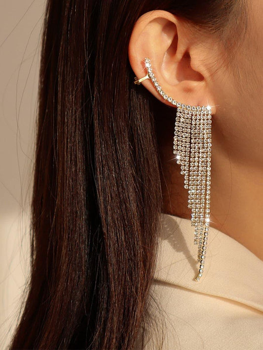 ZINC ALLOY RHINESTONES TASSEL EARRINGS - Cecilia`s Dresses